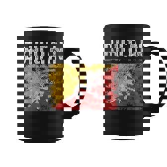 Bhutan Flag Distressed Men Women Kids Bhutanese Flag Coffee Mug | Mazezy