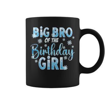 Big Bro Of The Birthday Girl Snowflakes Themed Matching Coffee Mug - Thegiftio UK