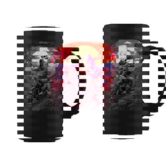 Biker Skeleton Riding Motorcycle Coffee Mug | Mazezy