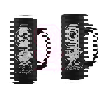 Birthday Girl 9Th Birthday Pink Floral Coquette Bow 9Yr Bday Coffee Mug - Monsterry