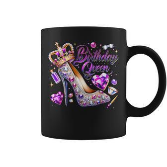 Birthday Queen Crown Hearts High Heel Girls Coffee Mug - Monsterry