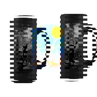 Black Cat Starry Night Van Gogh Cat Cat Mom Cat Dad Coffee Mug - Monsterry