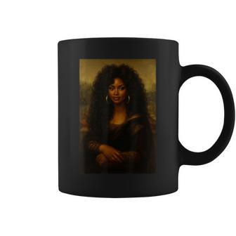 Black Mona Lisa Afro African American Melanin Black History Coffee Mug - Monsterry