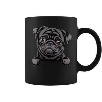 Black Pug Peeking Pocket Puppy Dog Lover Coffee Mug - Thegiftio