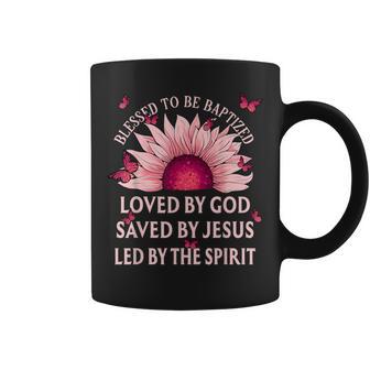 Blessed To Be Baptized Loved By God Sunflower Christian Coffee Mug - Thegiftio