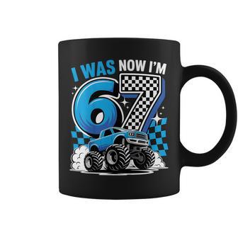 Blue Checkered Monster Truck I Was 6 Now I'm 7 Birthday Boy Coffee Mug - Thegiftio UK