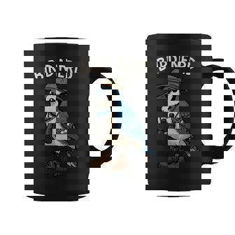 Blue Jay Birder Explorer Birdwatching Nature Coffee Mug | Mazezy