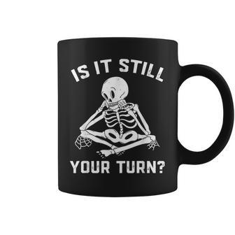 Board Game Player Waiting Skeleton Halloween Gamer Women Coffee Mug | Seseable CA