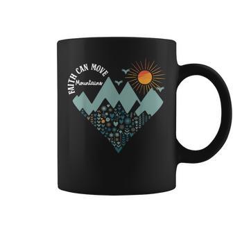 Boho Floral Mountain Flower Heart Faith Can Move Mountains Coffee Mug | Mazezy