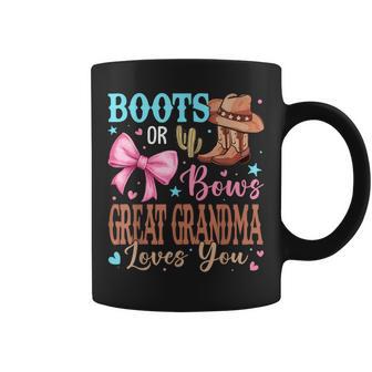 Boots Or Bows Gender Reveal Party Announcement Great Grandma Coffee Mug - Thegiftio UK