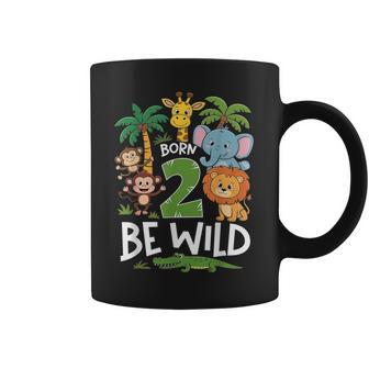 Born 2 Be Wild 2Nd Birthday Zoo 2 Year Old Boy Second Bday Coffee Mug | Seseable UK