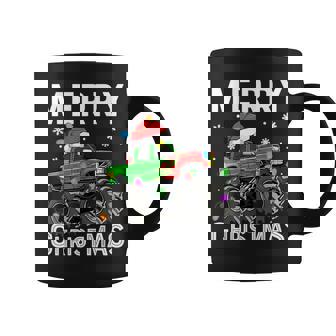 Boys Monster Truck Merry Christmas Santa Hat Toddler Coffee Mug | Mazezy