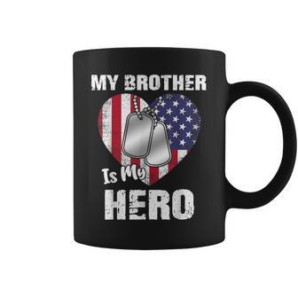 My Brother Is My Hero Military Dog Tag Usa American Flag Coffee Mug - Thegiftio UK