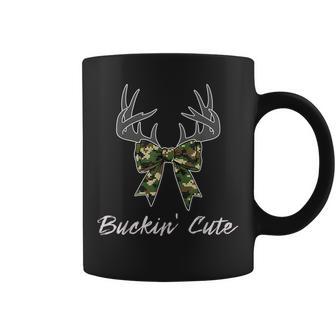 Buckin Cute Camo Bow Antlers Coquette Hunting Coffee Mug - Thegiftio