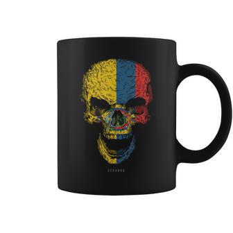 Calavera Con Bandera De Ecuador Cráneo Taza de café - Regaloses