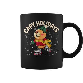 Capy Holidays Ice Skating Capybara Xmas Christmas Coffee Mug | Mazezy