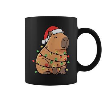 Capybara Wrapped In Christmas Lights String Coffee Mug - Thegiftio UK