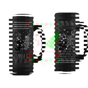 Cat What Black Cat Pushing Christmas Tree Ugly Xmas Coffee Mug | Seseable CA