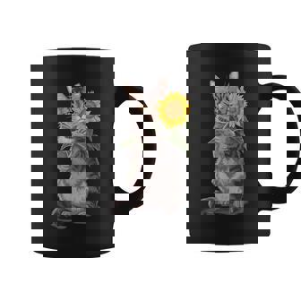 Cat Holding Sunflower Coffee Mug - Monsterry