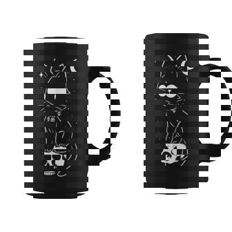 Cat Kitty Skull Creepy Cute Kawaii Goth Witchy Alt Halloween Coffee Mug - Seseable