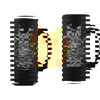 Cat Lover Artwork Sunglasses Flower Animal Motif Cat Coffee Mug | Mazezy