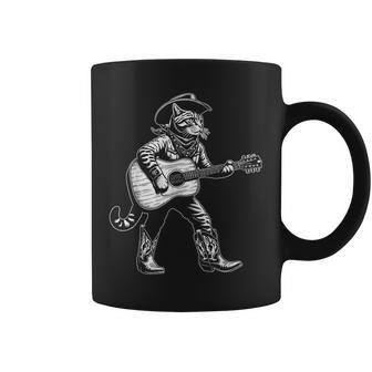 Chat Rustique Cowboy Avec Guitare Musicien Occidental Country Music Tasse - Cadeauxyz
