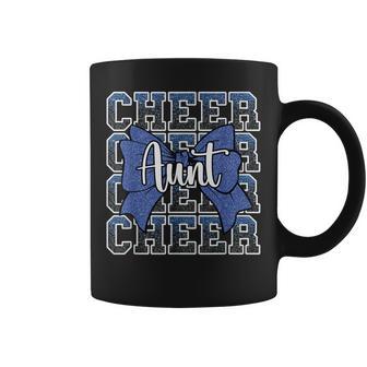Cheer Aunt Auntie Bow Sport Cheerleader Cheerleading Blue Coffee Mug - Thegiftio UK