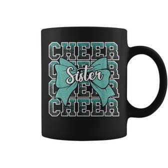 Cheer Sister Bow Sport Cheerleader Cheerleading Teal Blue Coffee Mug - Thegiftio UK