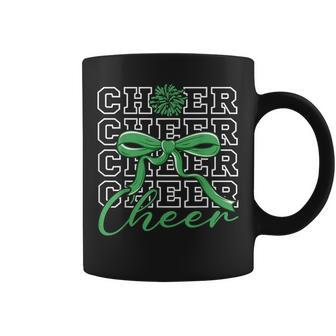 Cheerleading Cheer Green Coquette Bow Cheerleader For Girls Coffee Mug - Thegiftio UK