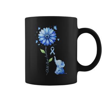 Child Abuse Awareness Blue Ribbon Sunflower Elephant Coffee Mug - Monsterry