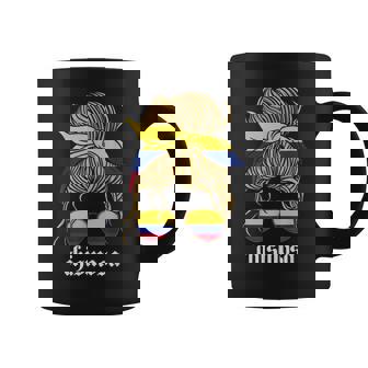 Chismosa Women Messy Bun Colombia Flag Colombian Coffee Mug | Mazezy