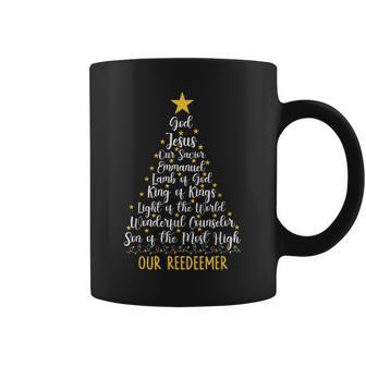 Christian Christmas Bible Verse Names Of Jesus Tree Shaped Coffee Mug - Thegiftio UK