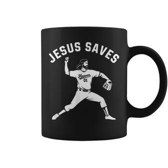 Christian Jesus Saves Baseball Pitcher Heaven 01 Sports Coffee Mug - Monsterry