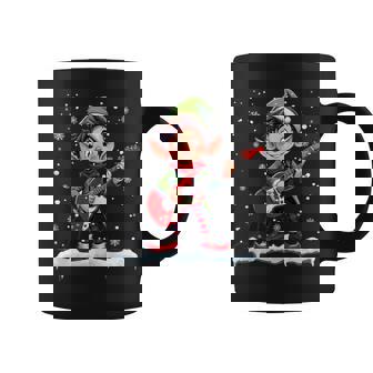 Christmas Elf Playing Bass Guitar Music Band Xmas Tank Top Coffee Mug | Mazezy