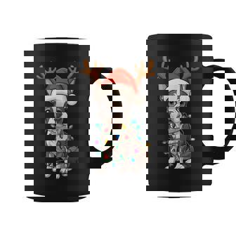 Christmas Light Reindeer Santa Hat Boston Terrier Xmas Coffee Mug | Seseable CA