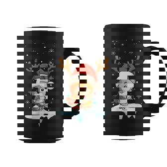 Christmas Light Snow Reindeer Santa Hat Chow Chow Xmas Coffee Mug | Seseable CA