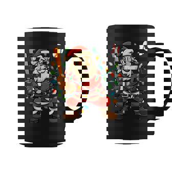 Christmas Lights Santa Claus Playing Baseball Christmas Coffee Mug | Mazezy