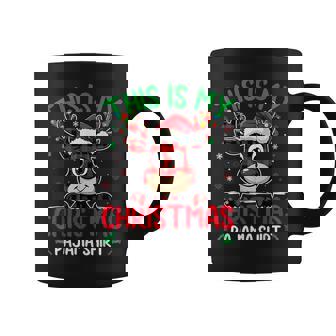 This Is My Christmas Pajama Reindeer Plaid Family Matching Coffee Mug | Mazezy