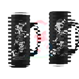 Christmas Snowman Playing Soccer Player Toddler Kids Coffee Mug | Mazezy