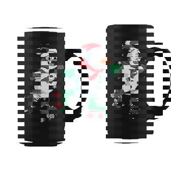 Christmas Snowman Roller Skating Santa Hat Winter Time Coffee Mug | Mazezy