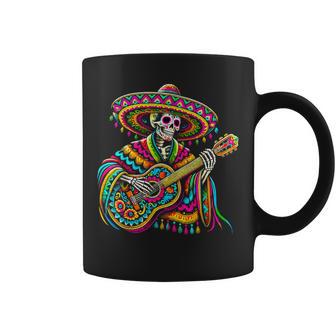 Cinco De Mayo Skeleton Skull Sombreros Guitar Coffee Mug - Thegiftio UK