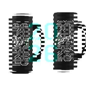 Class Of 2026 Graduation Varsity Teal And On The Back Coffee Mug | Mazezy