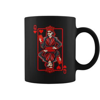 Classic Whimsical Queen Of Hearts Sunglasses Playing Card Coffee Mug - Monsterry UK