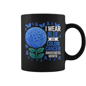 Colon Cancer Awareness In March Blue Ribbon Coffee Mug | Mazezy
