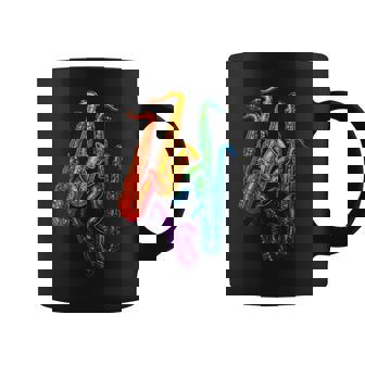 Colorful Saxophones Jazz Music Players Coffee Mug | Mazezy