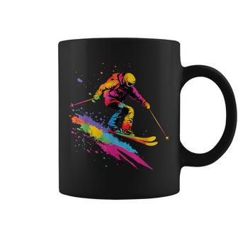 Colorful Skiing Ski Coffee Mug - Monsterry