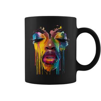 Cool African Woman Afro Color Painted Face Junenth Vibes Coffee Mug - Thegiftio UK