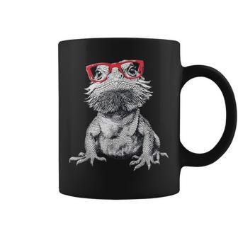 Cool Bearded Dragon Nerdy Glasses Coffee Mug - Monsterry