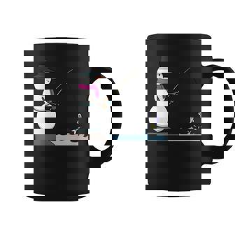 Cool Fishing Snowman Cartoon Angler Coffee Mug | Mazezy