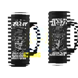 Cool Gamer Skeleton Gaming Video Games -Child Classic Fit Black Gaming Coffee Mug - Monsterry